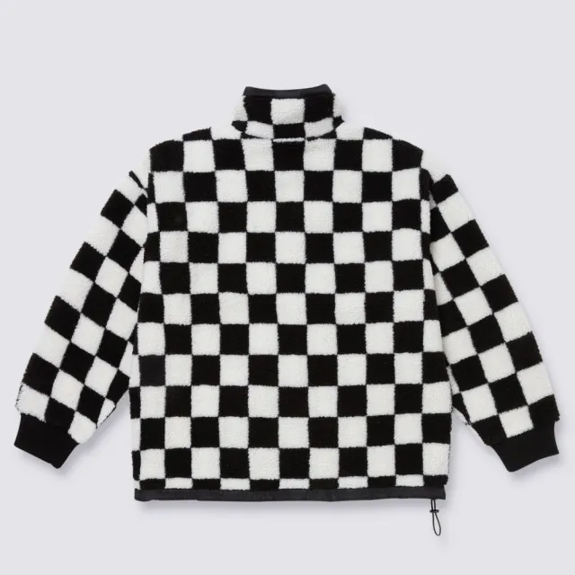 【VANS 官方旗艦】Quilted Checker 女款黑白色棋盤格絨毛外套