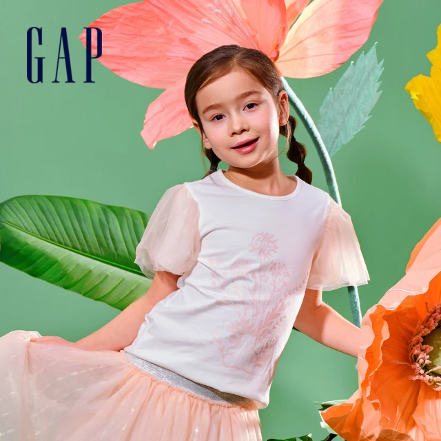 GAPGAP 女童裝 Logo圓領短袖T恤-白色(890404)
