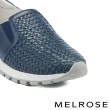 【MELROSE】美樂斯 百搭編織鏤空造型牛皮厚底休閒鞋(藍)