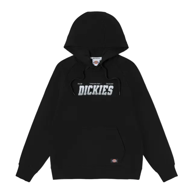 【Dickies】女款黑色純棉胸前Dickies漸層圖案連帽大學T｜DK011612BLK