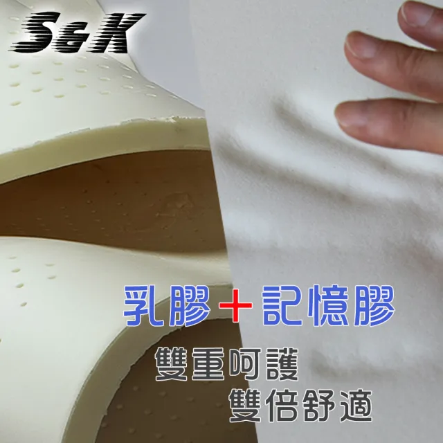 【S&K呵護型】乳膠記憶膠抗菌蜂巢獨立筒床墊(雙人加大6尺)