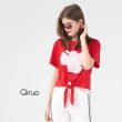 【Qiruo 奇若名品】專櫃精品紅色造型上衣3010A 休閒綁帶設計(休閒)