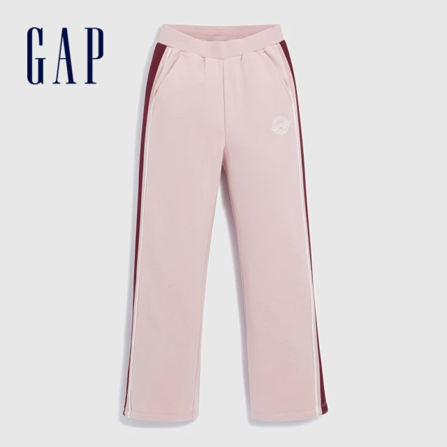 【GAP】女童裝 Logo刷毛鬆緊褲 碳素軟磨系列-粉色(837211)