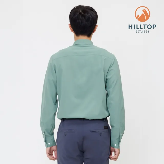 【Hilltop 山頂鳥】吸濕快乾抗UV彈性長袖襯衫 男款 綠｜PC05XM28ECM0