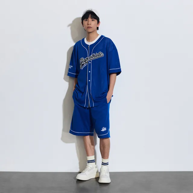 【GAP】男裝 Logo抽繩鬆緊短褲-藍色(889600)