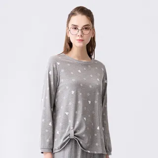 【Wacoal 華歌爾】睡衣-家居系列 M-LL針織雪花釦絆上衣 LWF40133FU(亮岩灰)