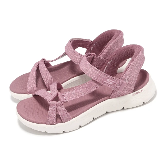 SKECHERS 涼鞋 Go Walk Flex Sandal-ILLUMINATE Slip-Ins 女鞋 粉 白 避震 輕量 涼拖鞋(141481-MVE)