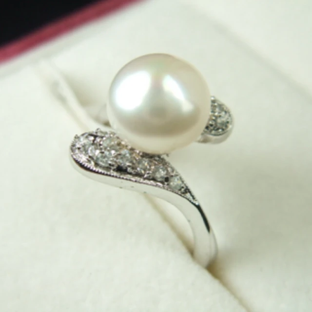 【小樂珠寶】頂級天然珍珠戒指浪漫輕熟風(雙流線氣質脫俗款)