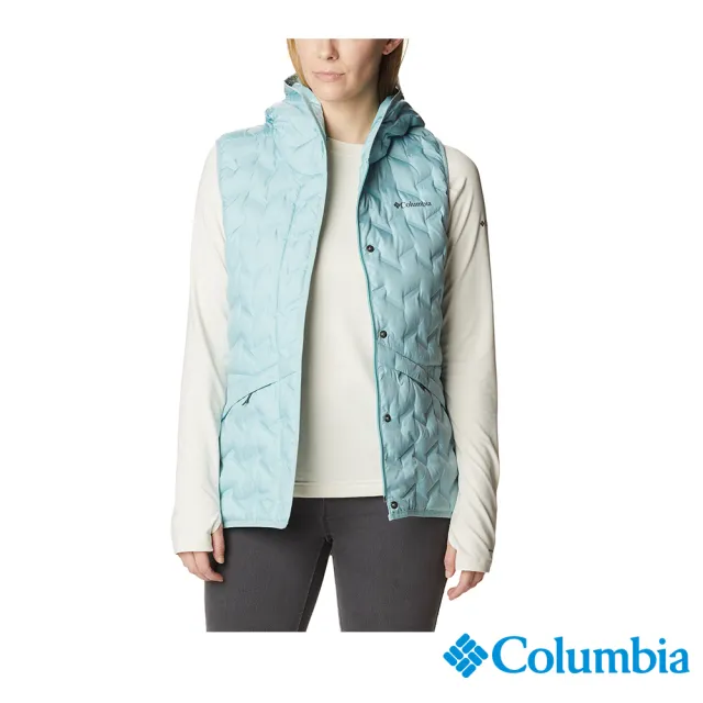 【Columbia 哥倫比亞 官方旗艦】女款-Delta Ridge™Omni-Heat鋁點保暖650羽絨連帽背心-海水綠(UWR17270SE/H