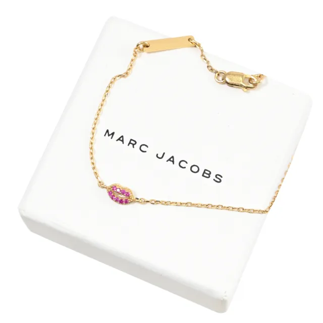 【MARC JACOBS 馬克賈伯】紫水鑽嘴唇造型垂墜吊飾手鍊(金)