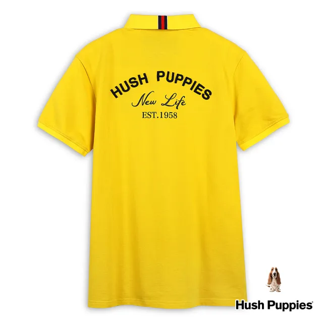 【Hush Puppies】男裝 POLO 經典品牌立體英文繡花刺繡狗短袖POLO衫(黃色 / 43101201)