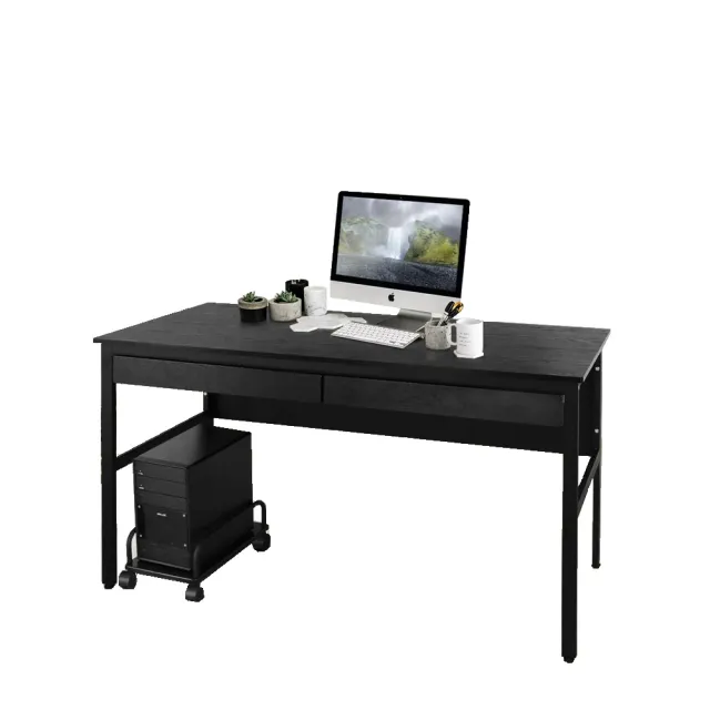 【DFhouse】巴菲特電腦辦公桌+雙抽屜+主機架(3色)