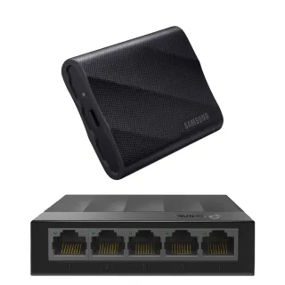 【SAMSUNG 三星】搭 5埠 交換器 ★ T9 2TB Type-C USB 3.2 Gen 2x2 外接式ssd固態硬碟 (MU-PG2T0B/WW)