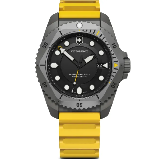 【VICTORINOX 瑞士維氏】Dive Pro ISO 6425 認證 300米潛水鈦石英腕錶-43mm黃(VISA-241992)