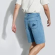 【GAP】男裝 Logo純棉寬鬆牛仔短褲-淺藍色(889900)