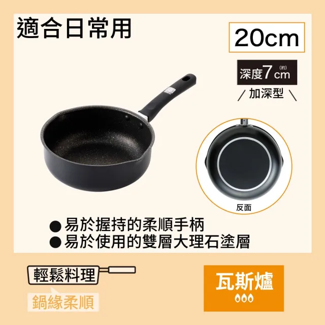 【NITORI 宜得利家居】瓦斯用加深型平底鍋 20CM KF01(平底鍋 瓦斯 KF01)