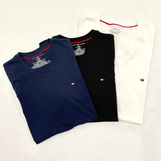 【Tommy Hilfiger】Tommy Hilfiger V領 短T 現貨 短袖 T恤 男生上衣 素t  湯米 短T  基本款(短袖 T恤9032)