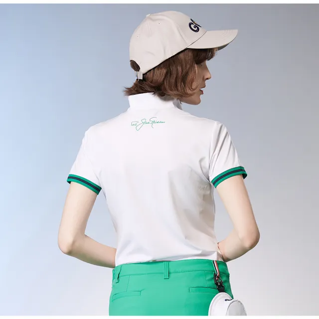 【Jack Nicklaus 金熊】GOLF女款吸濕排汗彈性立領衫/高爾夫球衫(白色)