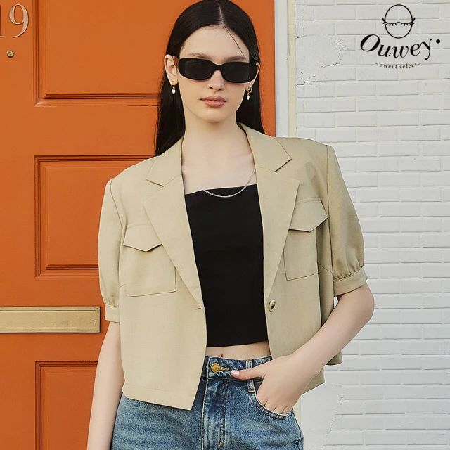 OUWEY 歐薇 小香風流蘇針織短版外套(桃；S-L；324