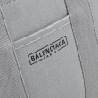 【Balenciaga 巴黎世家】Hardware 簡約烙印LOGO質感帆布手提托特包兩用包(灰)