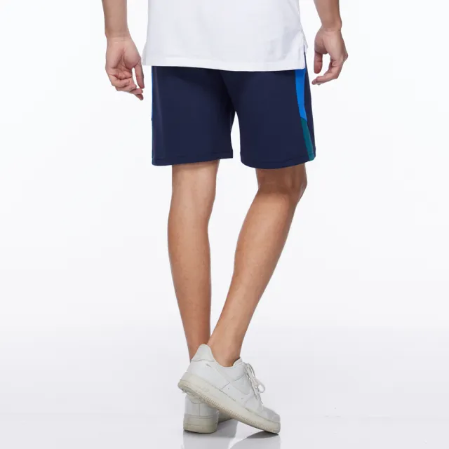【NAUTICA】男裝 COMPETITION拼接造型LOGO運動短褲(深藍)