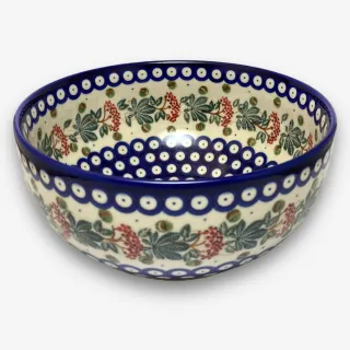 【SOLO 波蘭陶】波蘭製 Kalich 波蘭陶 23CM 沙拉碗 紅果大麻葉系列