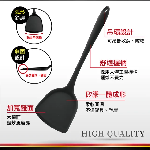 【MINONO 米諾諾】不沾鍋矽膠湯勺 矽膠鍋鏟標準版(歐盟食品級矽膠RoHS檢測 耐熱矽膠鍋鏟湯勺湯匙 矽膠)