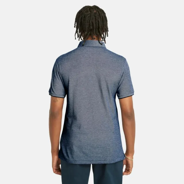 【Timberland】男款深寶石藍牛津短袖Polo衫(A42B5433)