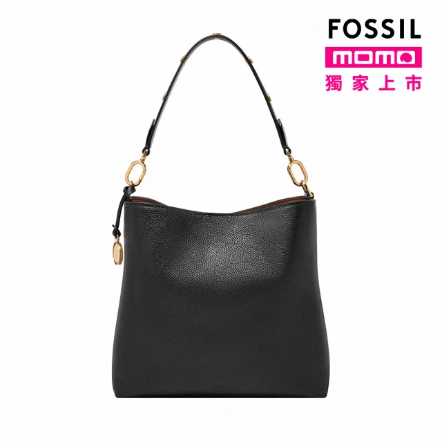 FOSSIL Jessie 真皮肩背水桶包-黑色 ZB11003001