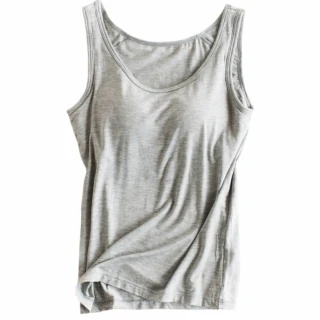 【HELENA】超彈性莫代爾帶胸墊背心 無袖bra背心 bra內衣 bra上衣 t恤(素色 莫代爾 背心 B13)