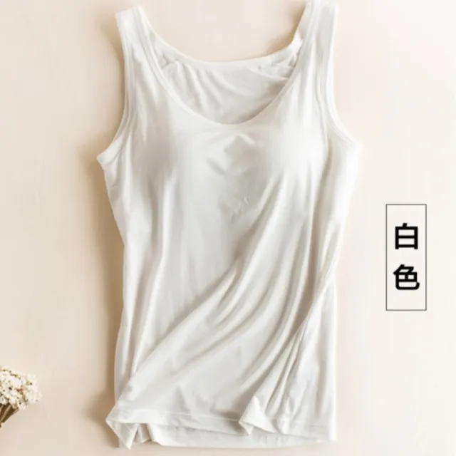 【HELENA】超彈性莫代爾帶胸墊背心 無袖bra背心 bra內衣 bra上衣 t恤(素色 莫代爾 背心 B13)