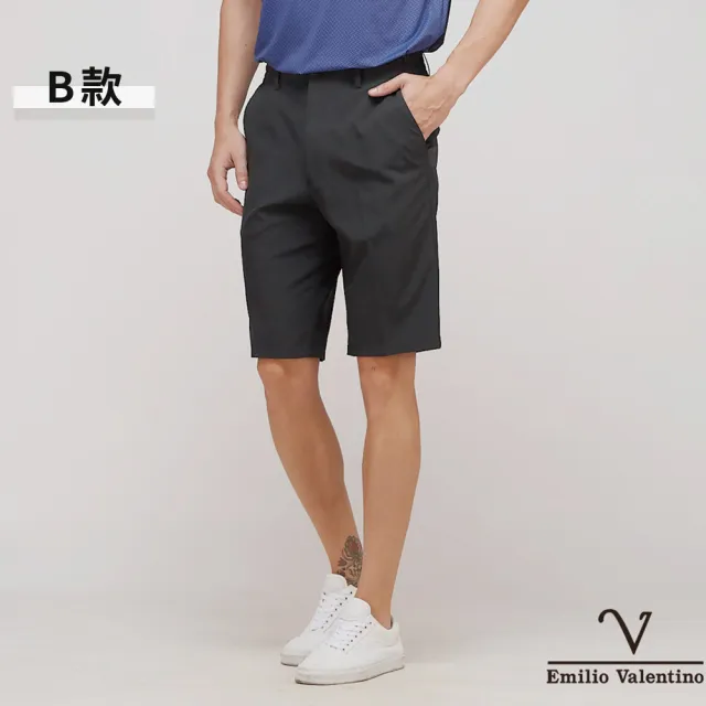 【Emilio Valentino 范倫鐵諾】輕薄舒適透氣抗皺鬆緊腰頭休閒短褲(多款選)