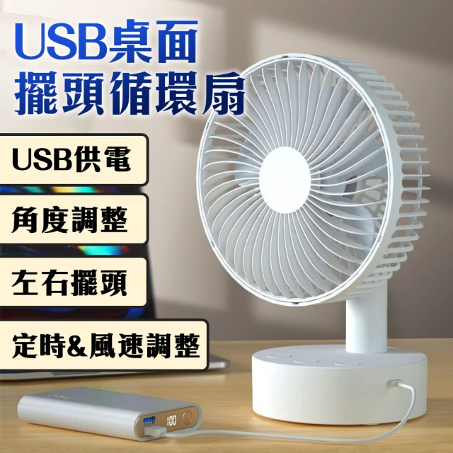 6吋 USB空氣循環扇 3段風速 多角度桌上型風扇 壁掛電風