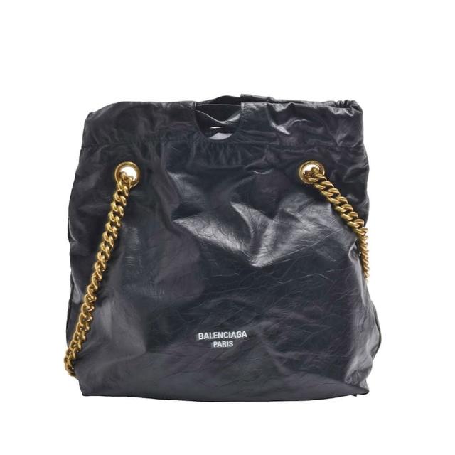 【Balenciaga 巴黎世家】經典CRUSH TOTE品牌LOGO小牛皮手提/肩背包(小-黑色742942-210IT-1000)