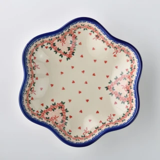 【波蘭陶】Vena  花型盤{大} 造型餐盤 陶瓷盤 菜盤 水果盤 點心盤 24cm 波蘭手工製(六月新娘系列)