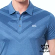 【KING GOLF】實體同步款-男款胸前大圖線條印圖KG印花短袖POLO衫/高爾夫球衫(藍色)
