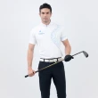 【LE COQ SPORTIF 公雞】高爾夫系列 男款白色漸層配色字母印花抗UV短袖立領衫 QGT2T202