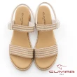 【CUMAR】特殊材質閃耀一片式楔型涼鞋(米色)