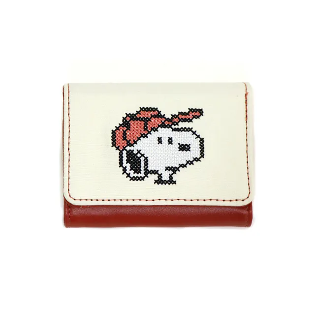 【Kamio】雙11 SNOOPY 史努比 皮質短夾 迷你短夾 高爾夫 十字繡