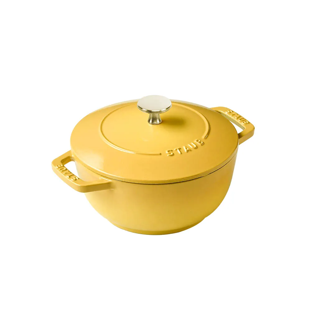 【法國Staub】迴力釘點琺瑯鑄鐵鍋和食鍋18cm(檸檬黃)