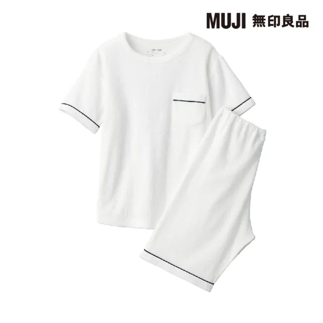 【MUJI 無印良品】兒童棉混雙面圈絨毛巾布短袖家居睡衣(共2色)