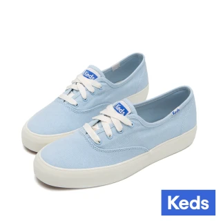 【Keds】CHAMPION GN 經典寬楦寶寶藍厚底帆布休閒鞋(9241W110104)