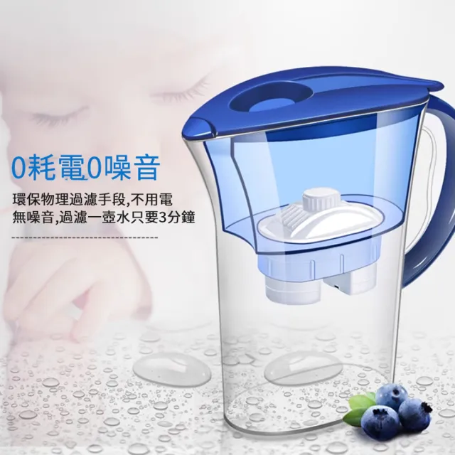 【ANTIAN】家用自來水直飲濾水壺 廚房除菌去垢淨水壺 過濾淨水器 附1個濾芯 2.5L