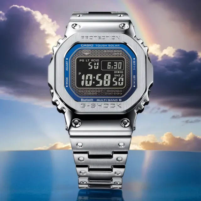 【CASIO 卡西歐】G-SHOCK 全金屬太陽能藍芽手錶 開學(GMW-B5000D-2)