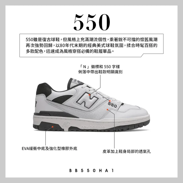 【NEW BALANCE】NB 運動鞋/復古鞋_中性_黑白色_BB550HA1-D(大谷翔平著用款)