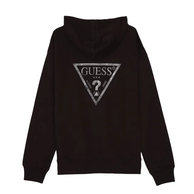 【GUESS】仿舊字母LOGO帽T(黑)