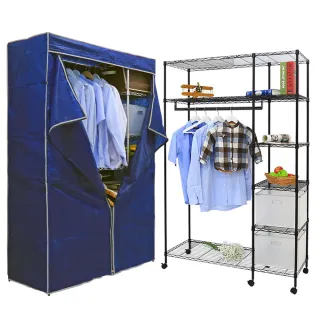 【居家cheaper】45X120X215CM大型加高耐重鐵力士六層衣櫥推車-送專用防麈套(衣架 層架鐵架 衣櫥架)