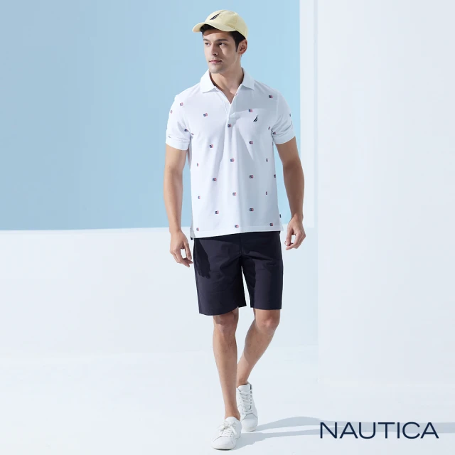 【NAUTICA】男裝 COOL MAX經典素面休閒短褲(黑色)