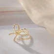 【OB 嚴選】立體蝴蝶結淡水珍珠鋯石戒指 《XC0036》