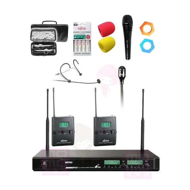 【MIPRO】ACT-941 配1頭戴+1領夾式麥克風(UHF 電容式無線麥克風 配1頭戴+1領夾式麥克風)